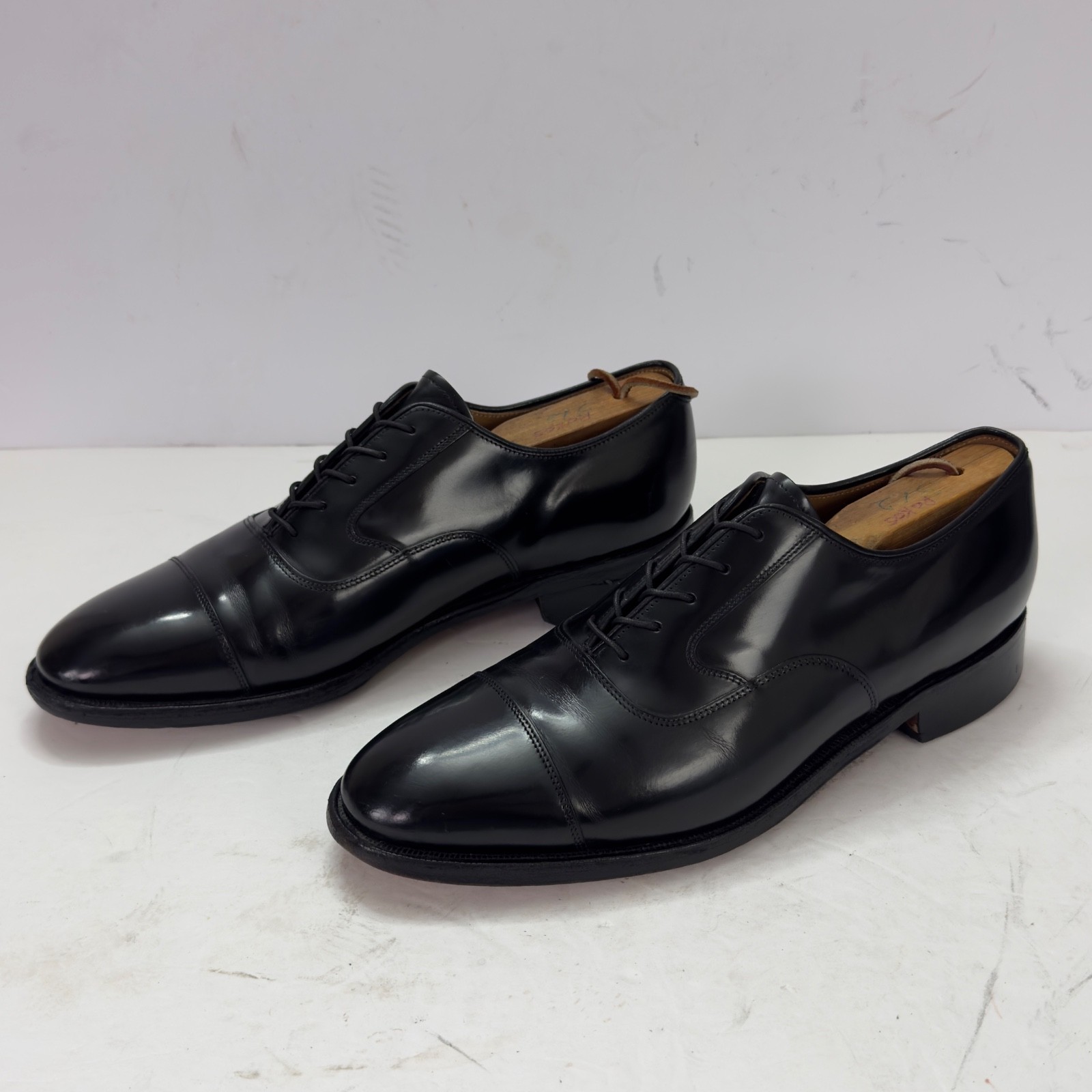 Johnston & Murphy Mens US 8.5 D Black Leather Cap Toe Oxford Dress Shoes 24-9311