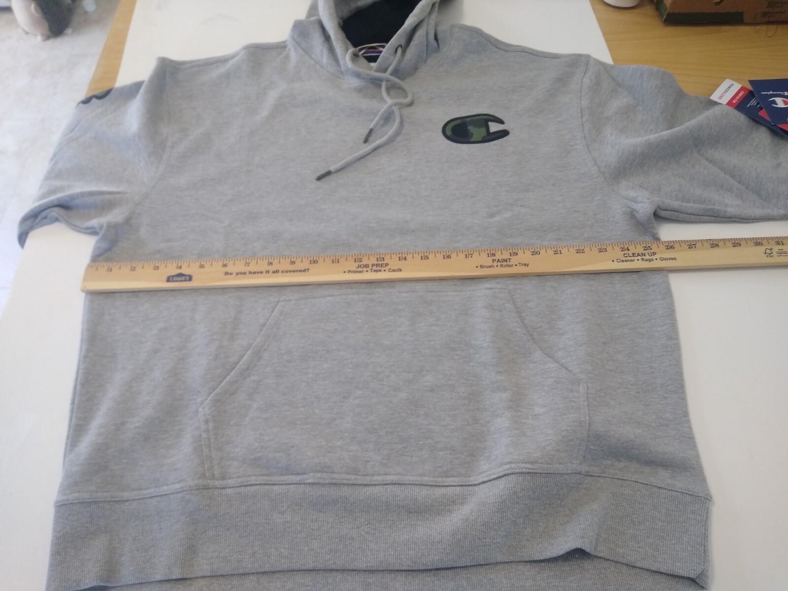 Champion powerblend graphic pullover hoodie mens XL oxford grey