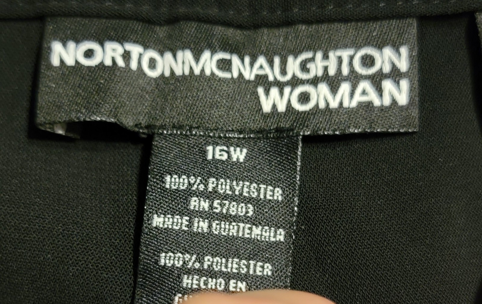 Norton McNaughton Sz 16W Blk Career Class Loose 100% Polyester Trouser Pant NWT