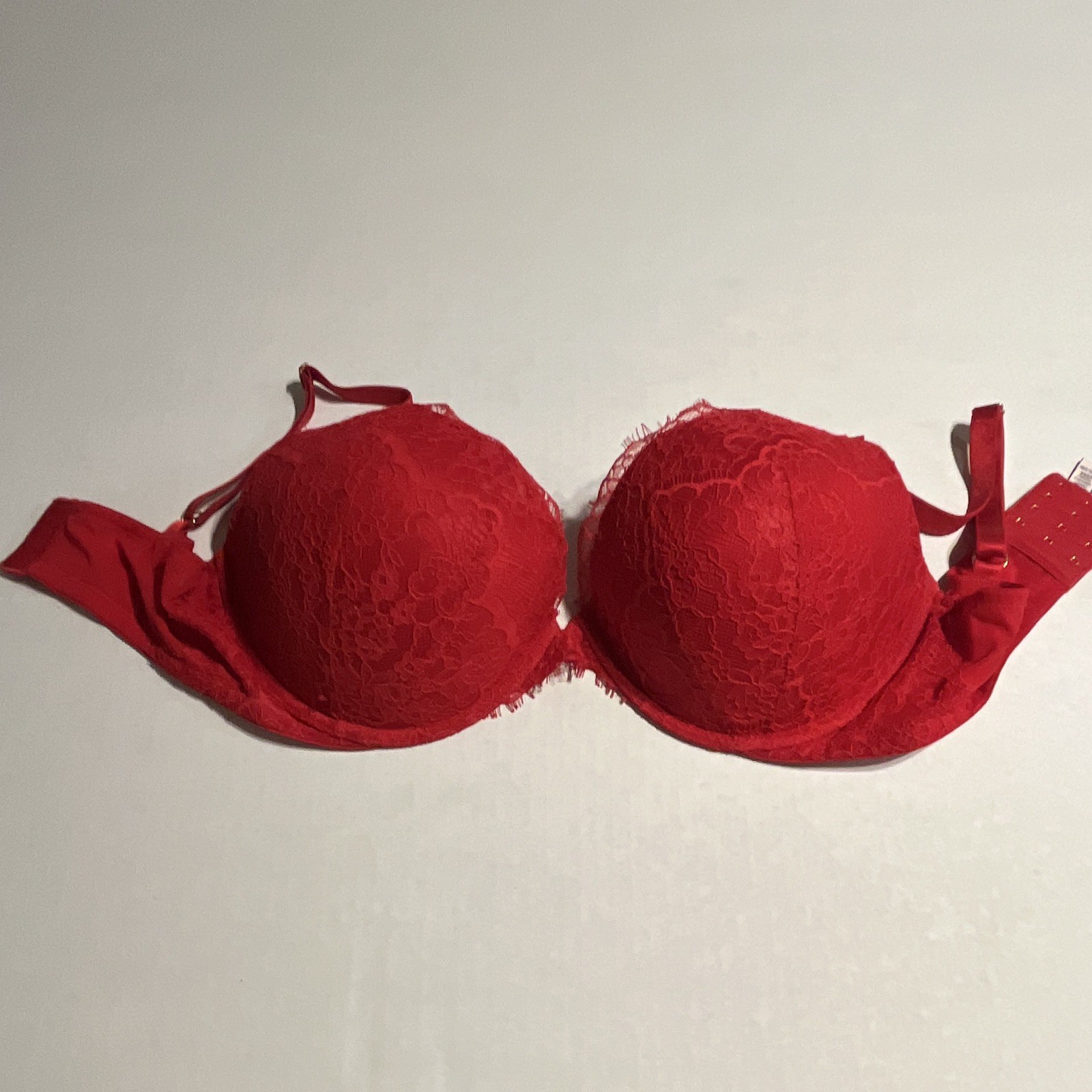 Victoria’s Secret Dream Angels Push-Up Underwire Lace Bra 36DD Red Floral