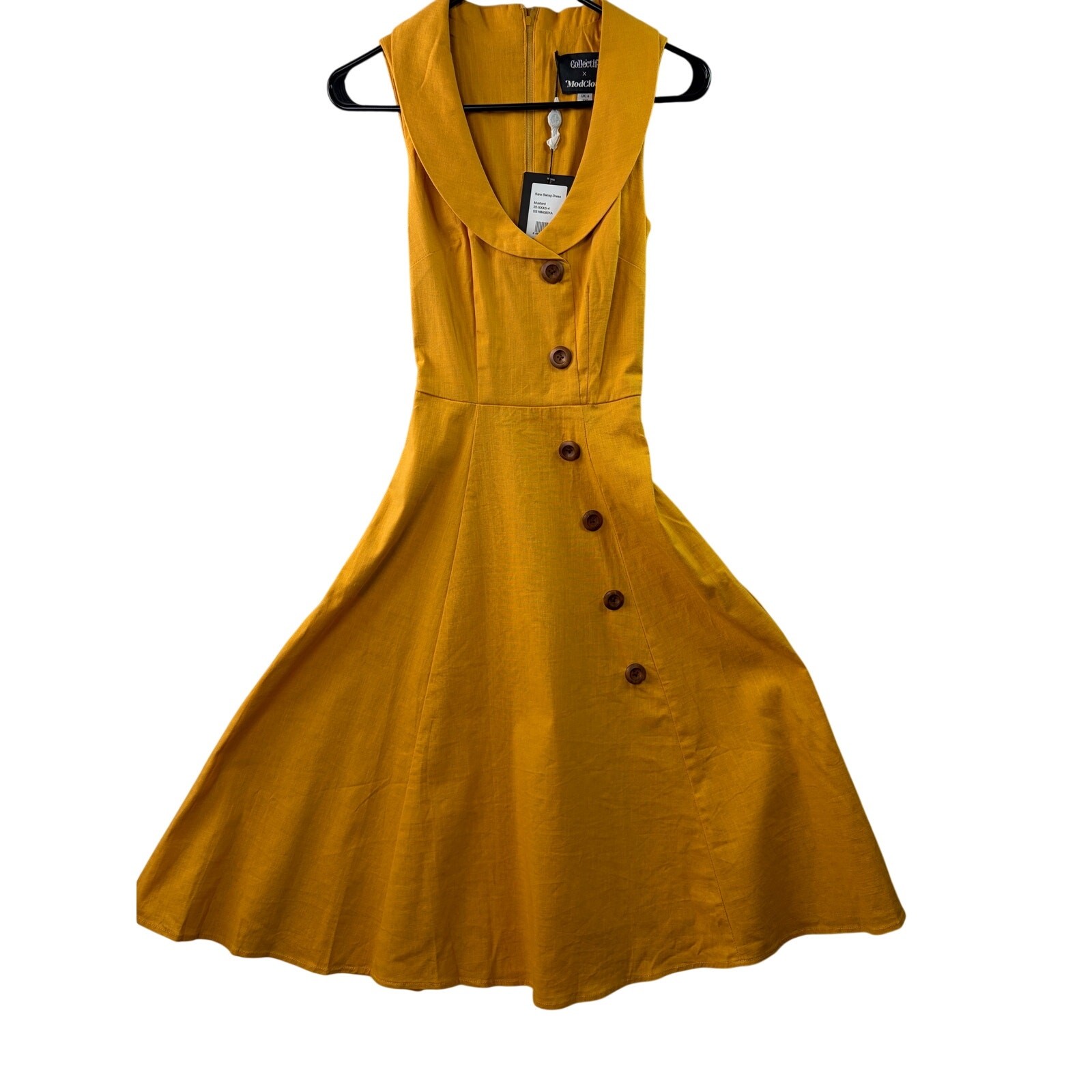 Collectif ModCloth Mustard Retro Swing Dress – Size 3XS – NWT