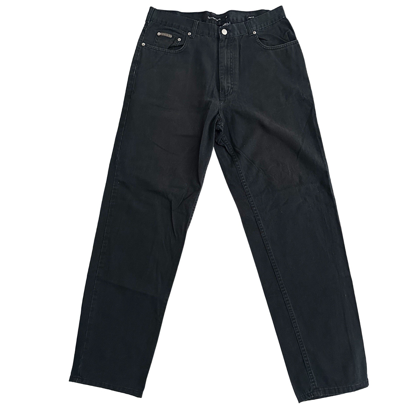 Calvin Klein Jeans Mens 34×32 Easy Fit Black Denim Straight Leg Pants Y2K Vtg