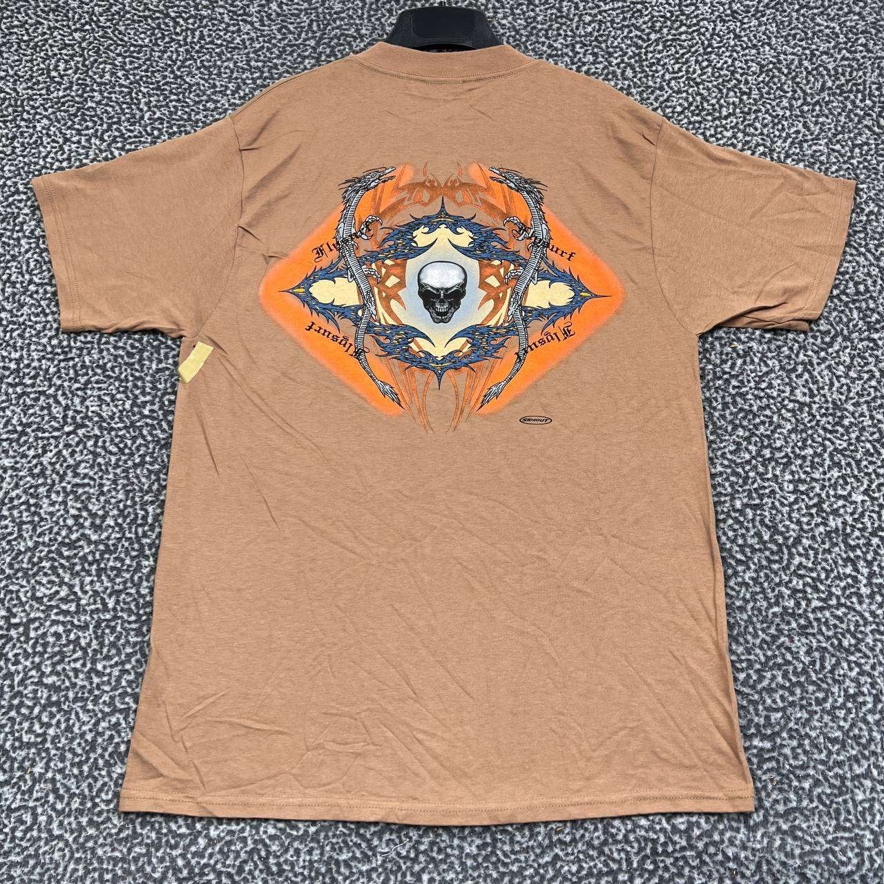 Vintage Flysurf Shirt Men Large Brown Tultex Short Sleeve Crew Neck L Cotton