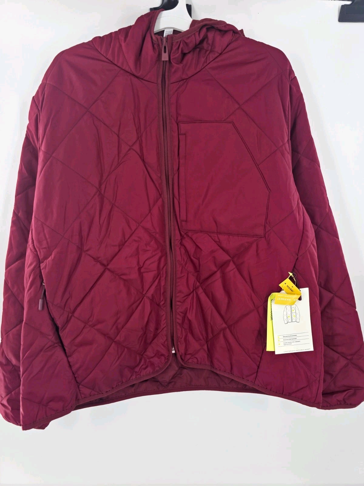 All in Motion Men’s Lightweight Packable Hooded Full Zip Jacket Burgundy XXL