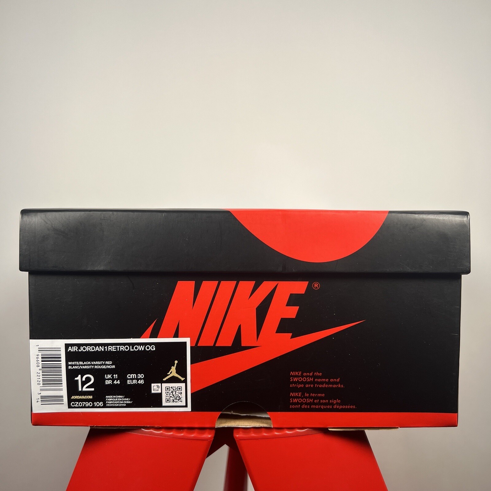 Jordan 1 Retro Low OG Black Toe (CZ0790-106) Size: 12