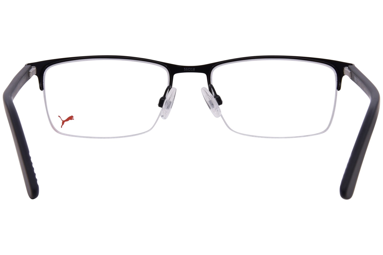 Puma PU0028O 005 Eyeglasses Frame Men’s Black Semi Rim Rectangle Shape 56mm