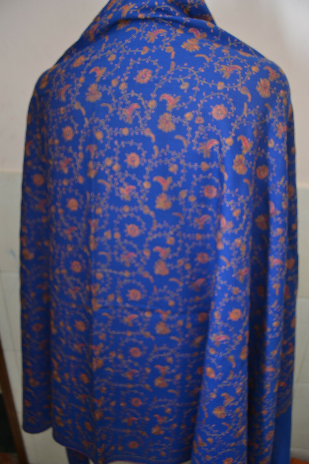 100% CASHMERE ROYAL BLUE PASHMINA KASHMIRI EMBROIDERY JAAL SHAWL – 16 DESIGNS