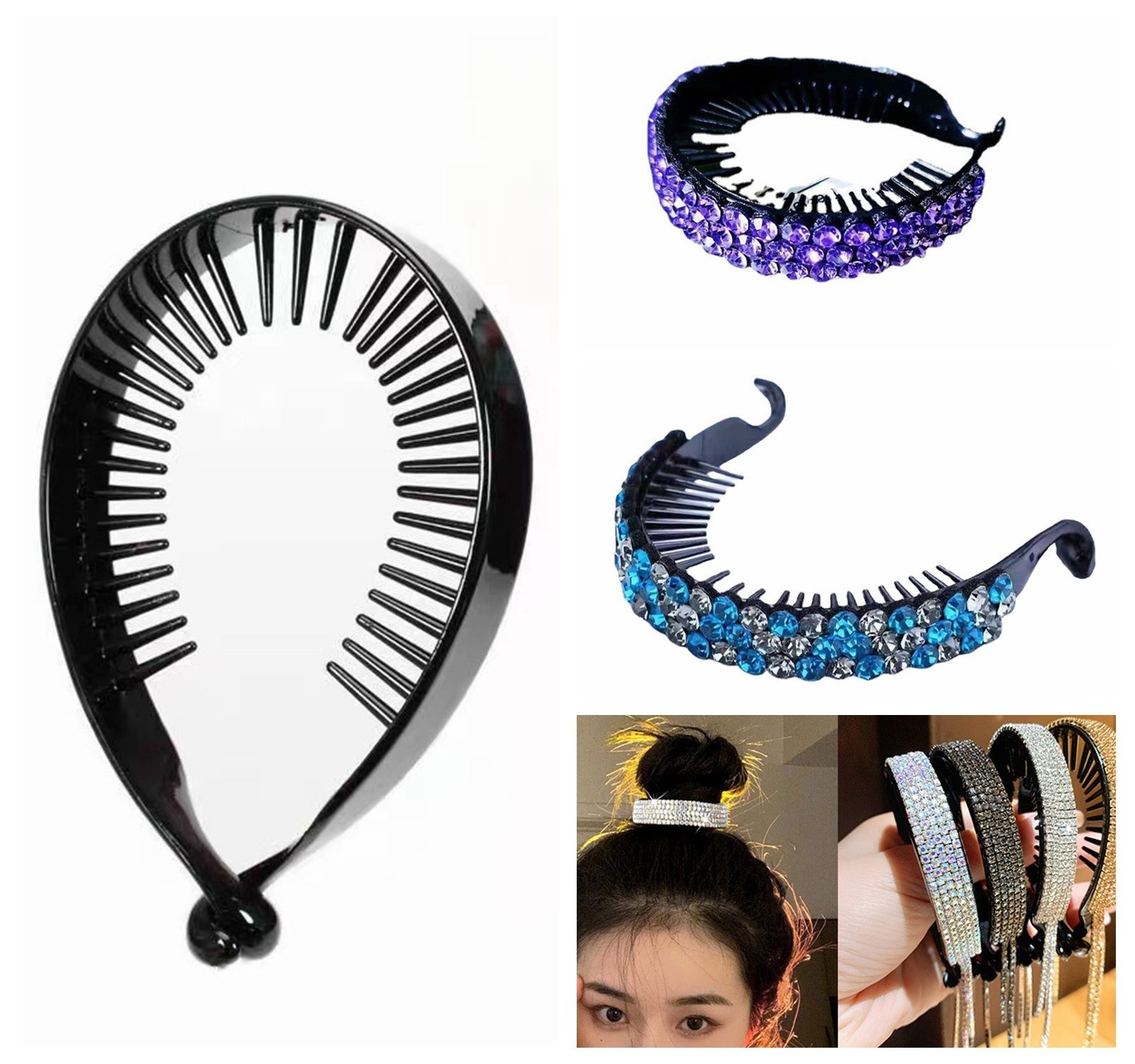 10 Pcs Black Plastic Large Twisted Ponytail Clip Holder Hair Claw 98mm Styling