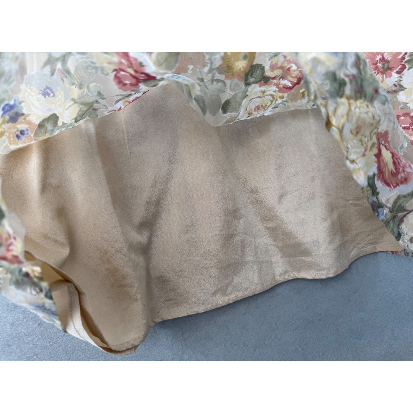 Peach Semi-sheer Floral Top Chiffon Zip Up Multicolored-3X