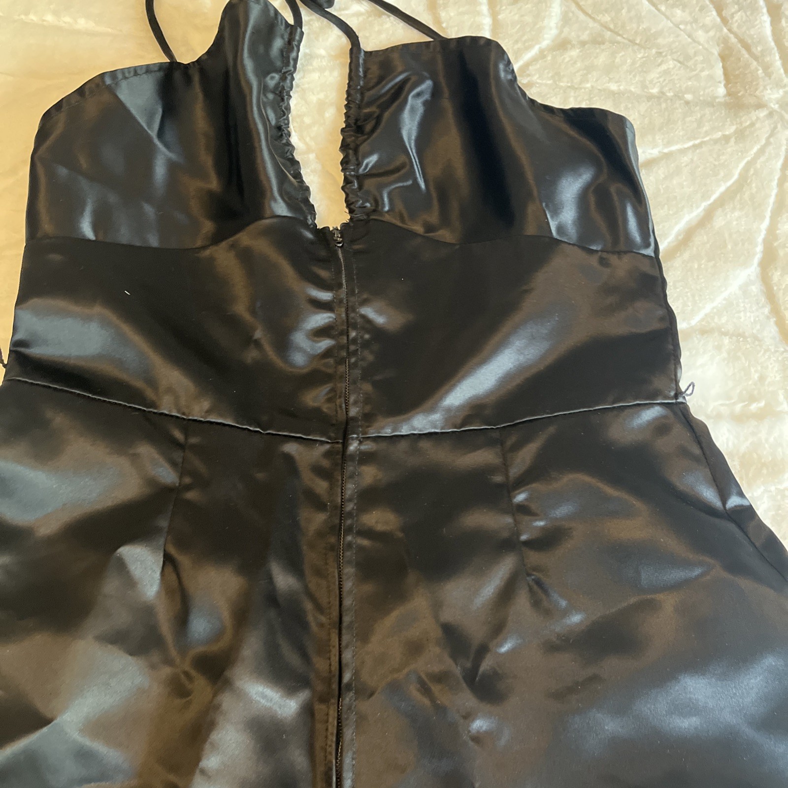 Women’s Black Silky Jumpsuit Vintage Size 28 Inch Waist 32 Length Tag Says 11
