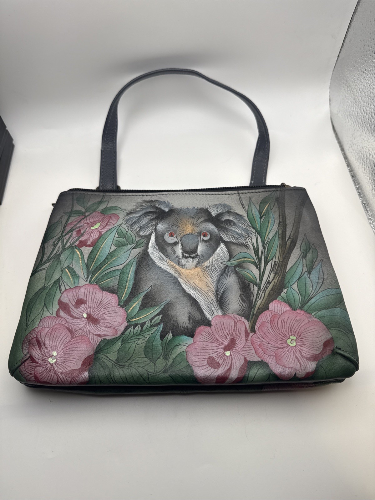 Anna by Anuschka Hand-Painted Cuddly Koala Genuine Leather Small Bag See Pic