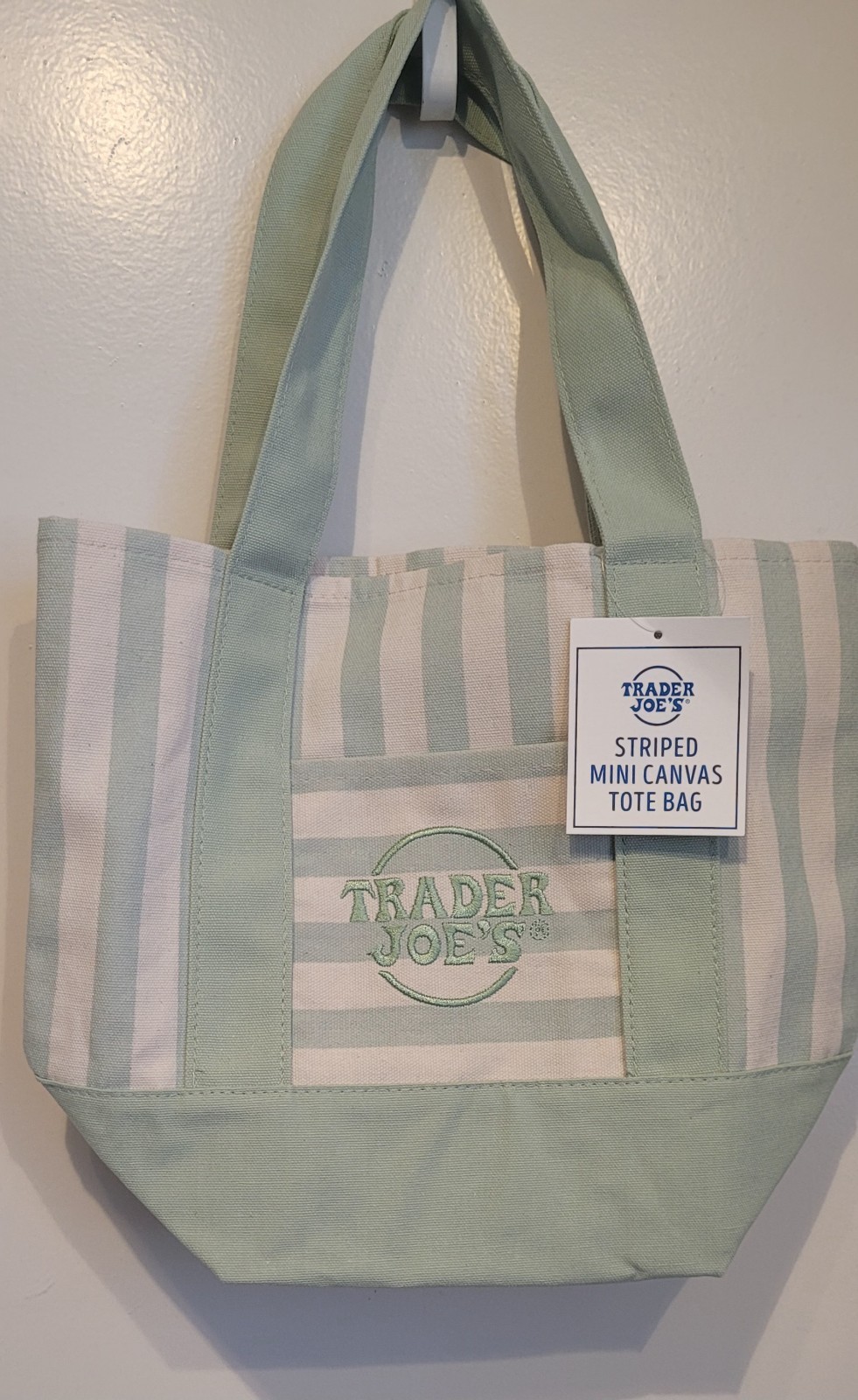 Trader Joe’s Striped Mini Canvas Tote Bag Mint-Brand New Limited Collection ’26