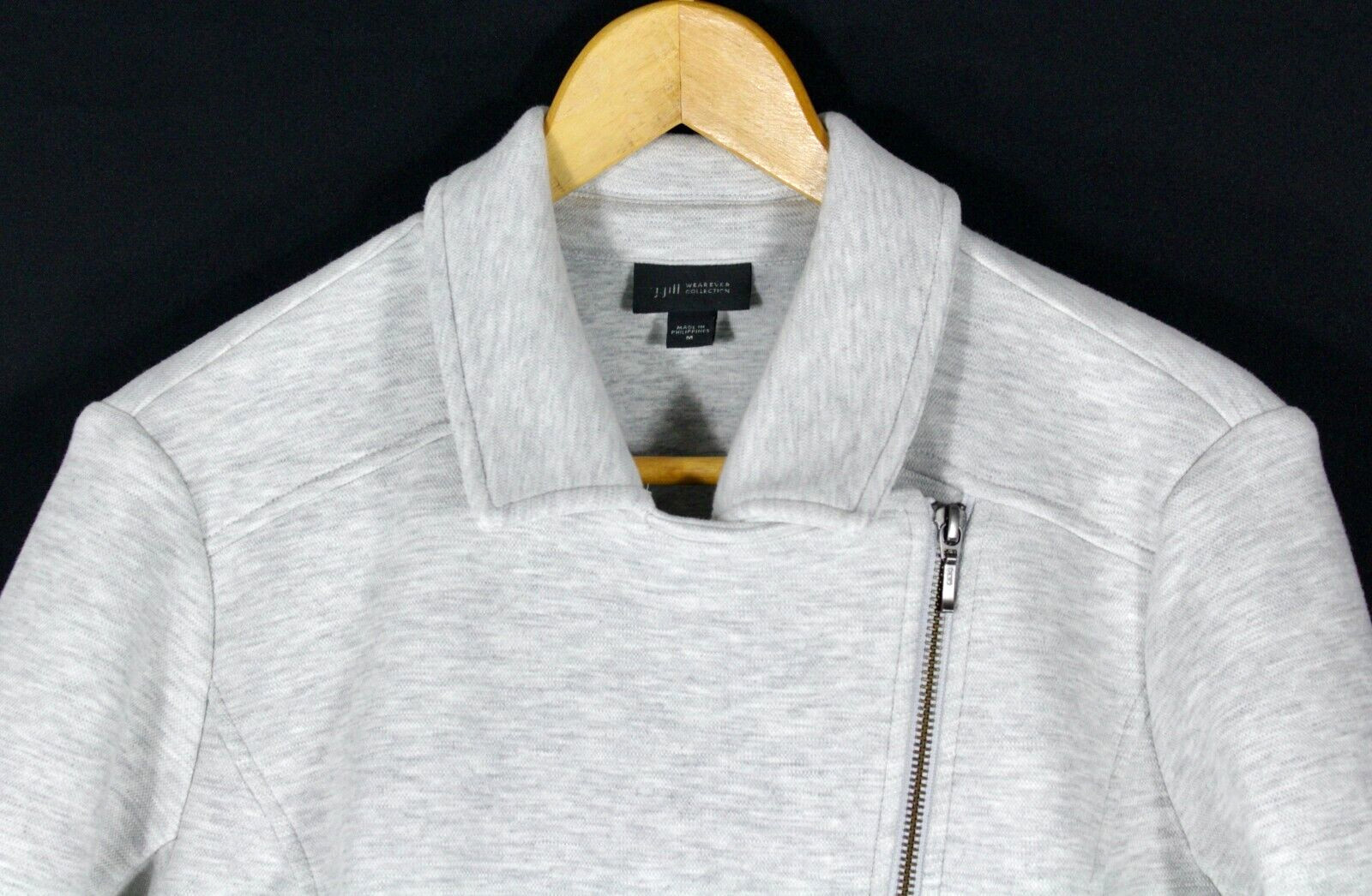J.Jill Wearever Collection Moto Zip Jacket Medium Heather Gray Business Casual