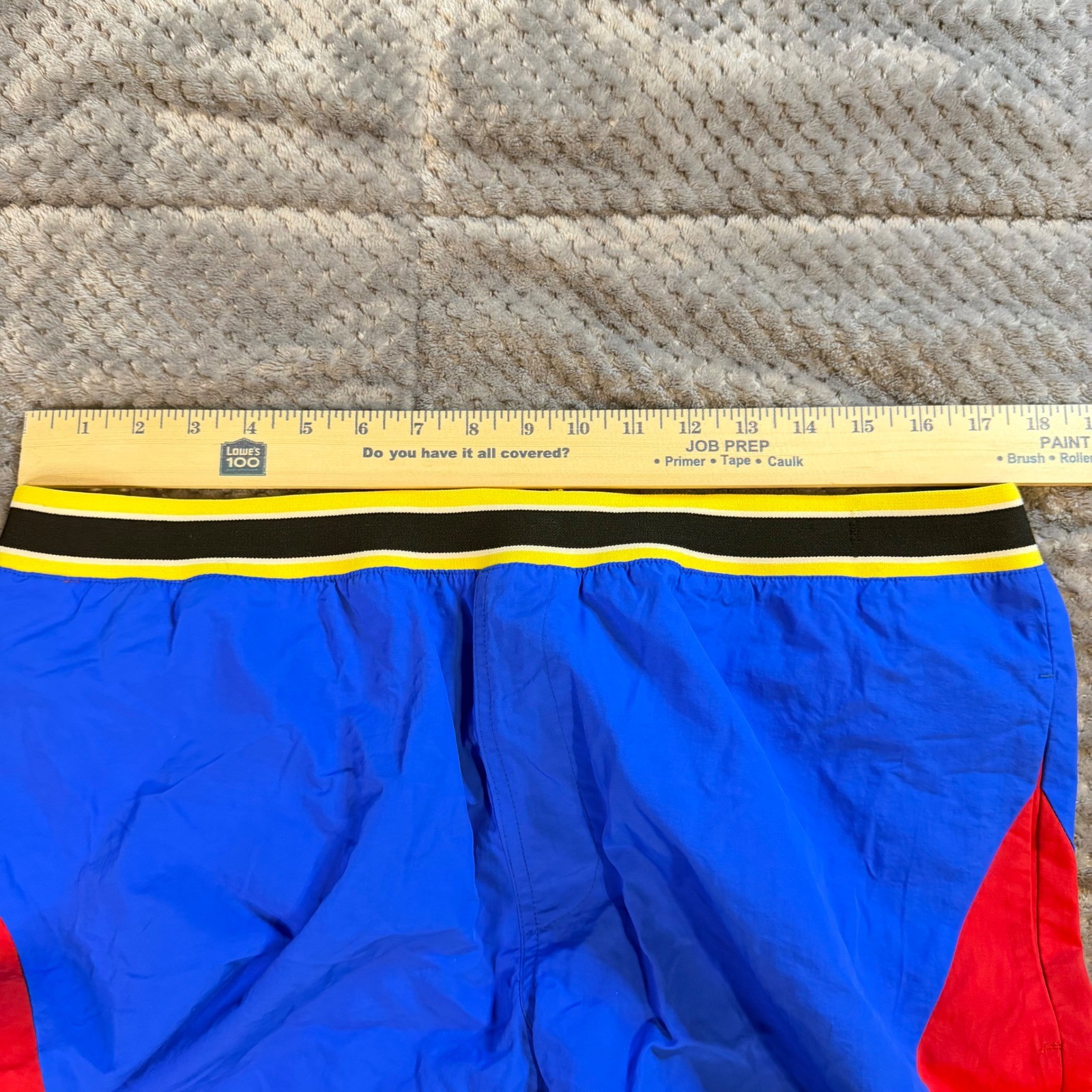 Forever 21 Men XL Swim Trunks Blue Red Colorblock First Class Yacht Club Shorts