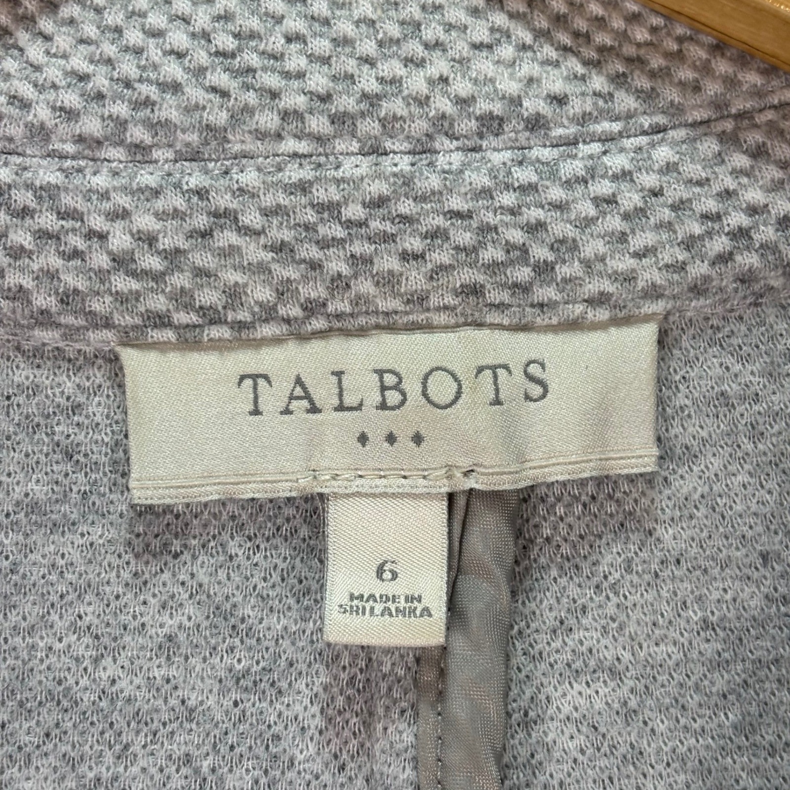 Talbots Women’s Gray Textured Knit Blazer Jacket Pockets Lined Workwear Sz 6
