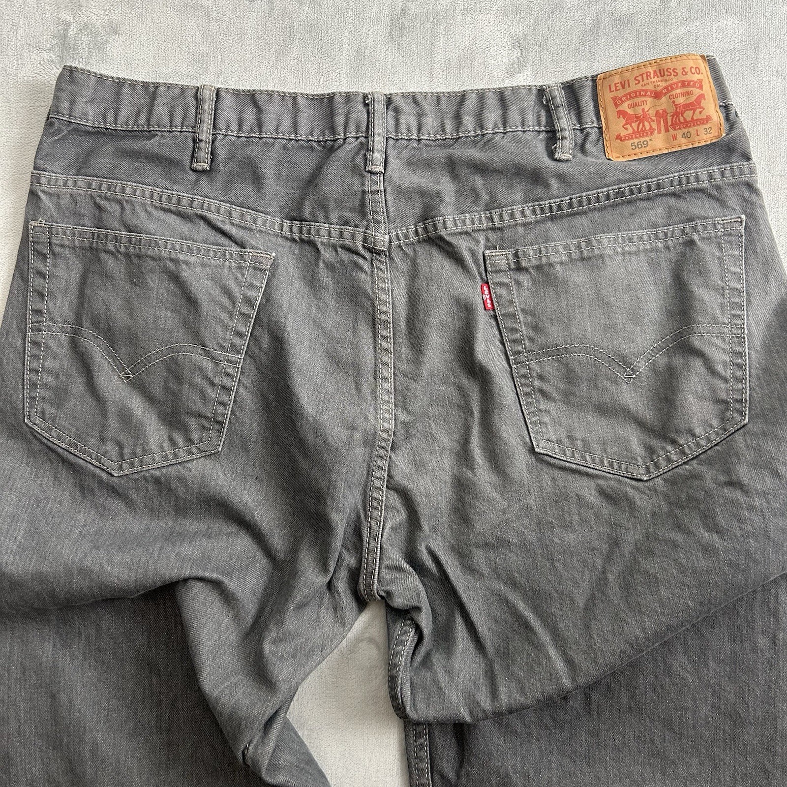 Levis 569 Jeans Mens 40×32 Gray Loose Fit Baggy Skater Straight Leg Actual 40×31