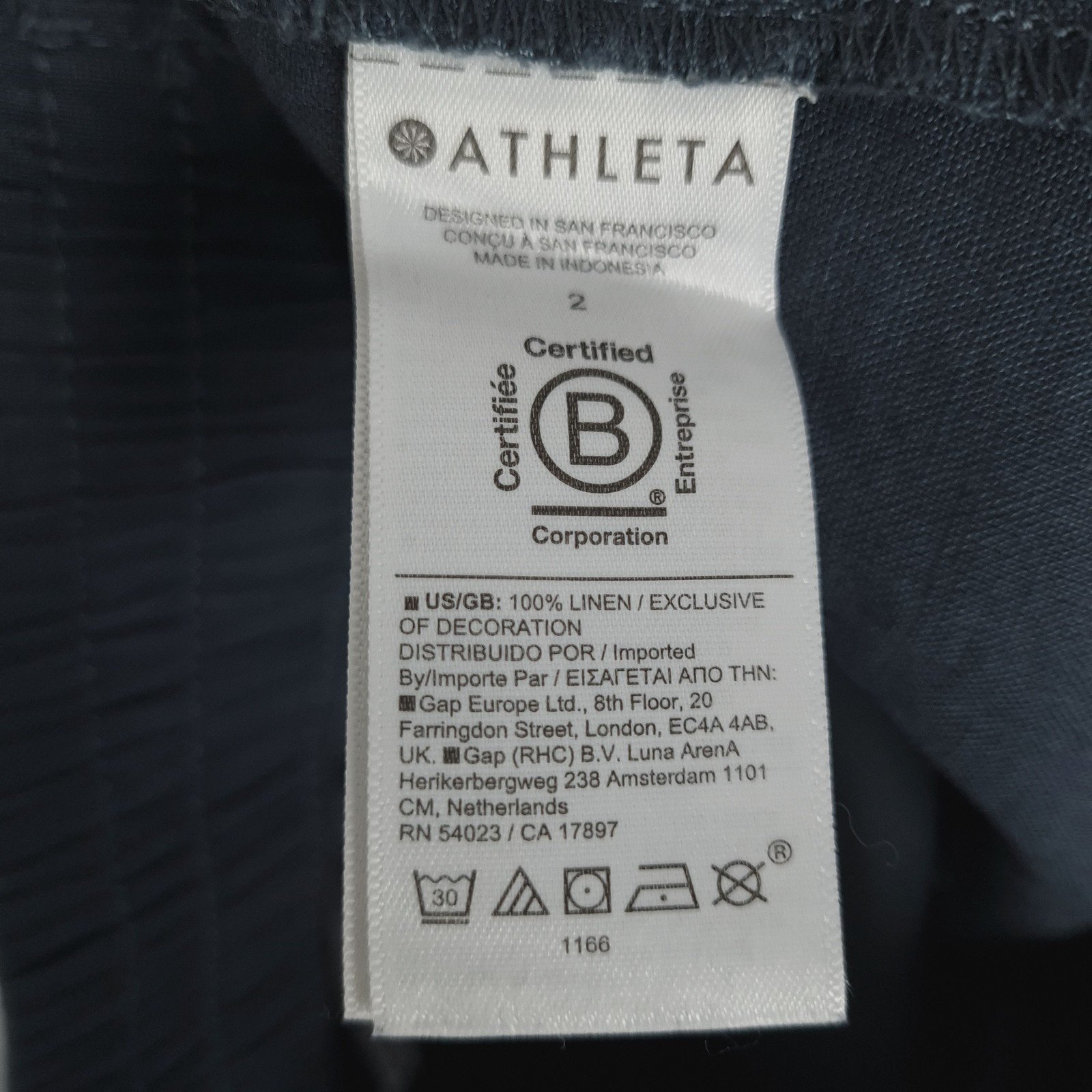 Athleta Pants Womens 2 Blue Linen Cropped Adjustable Waist Tabs Casual Summer