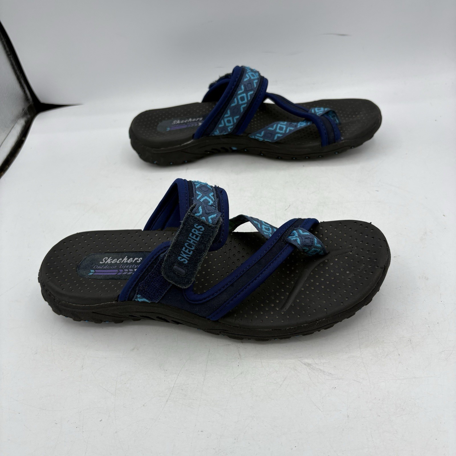 Skechers Sandals Womens Size 8 Reggae Trailway Outdoor Lifestyle Blue Adj Strap