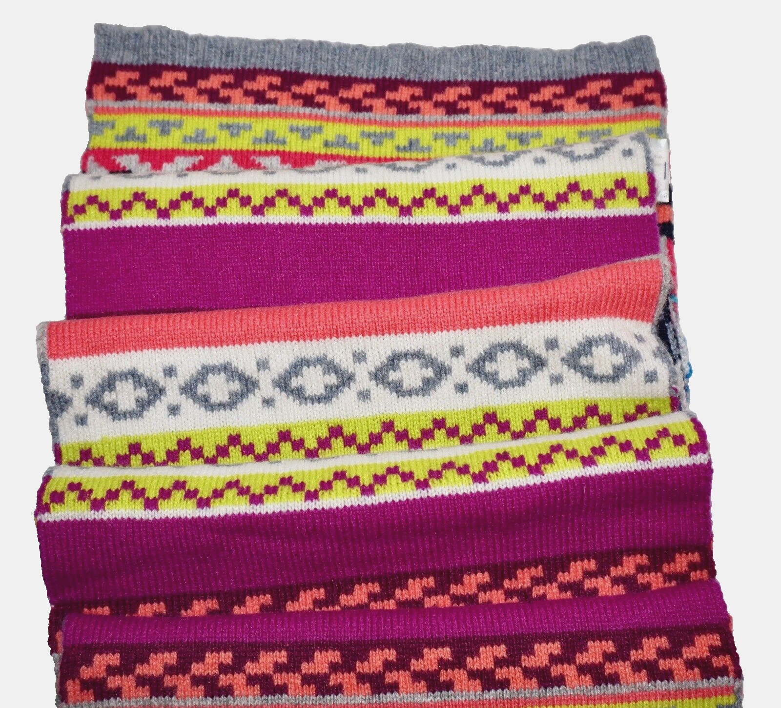 GAP Multicolor Acrylic-Blend Knit CRAZY FAIRISLE Scarf 72″ x 9.5″