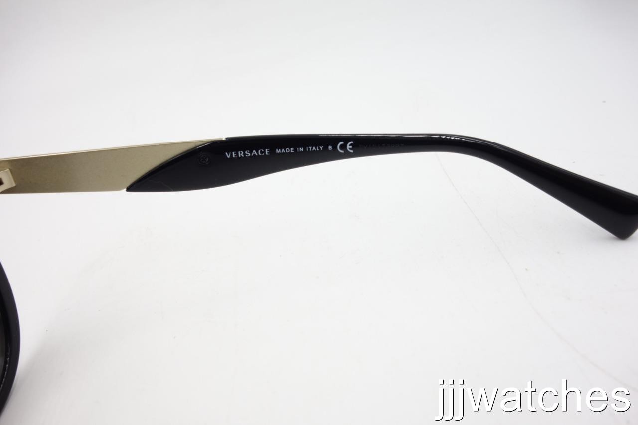 New Versace Pilot Black Sunglasses Light Gold Mirror Lens VE4347 GB1/5A 56 $245