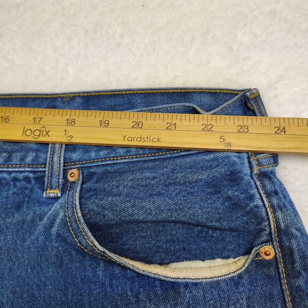 Levis Jeans 501 Mens 50×30 Button Fly Straight Leg Blue Denim Med Wash Work