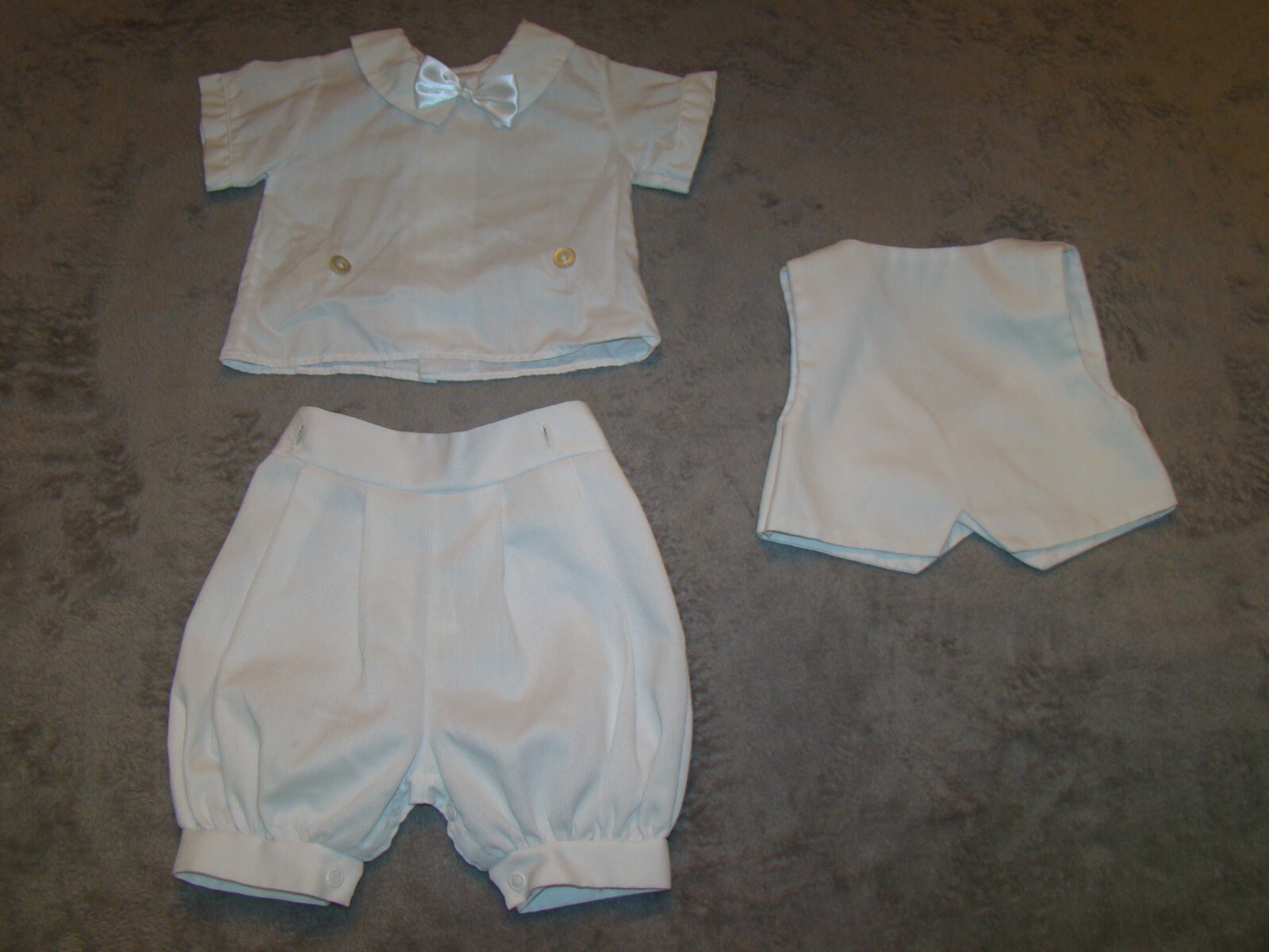 VTG Alexis Infant Boys Size 3 Months 3 Pc. White Christening Baptism Outfit