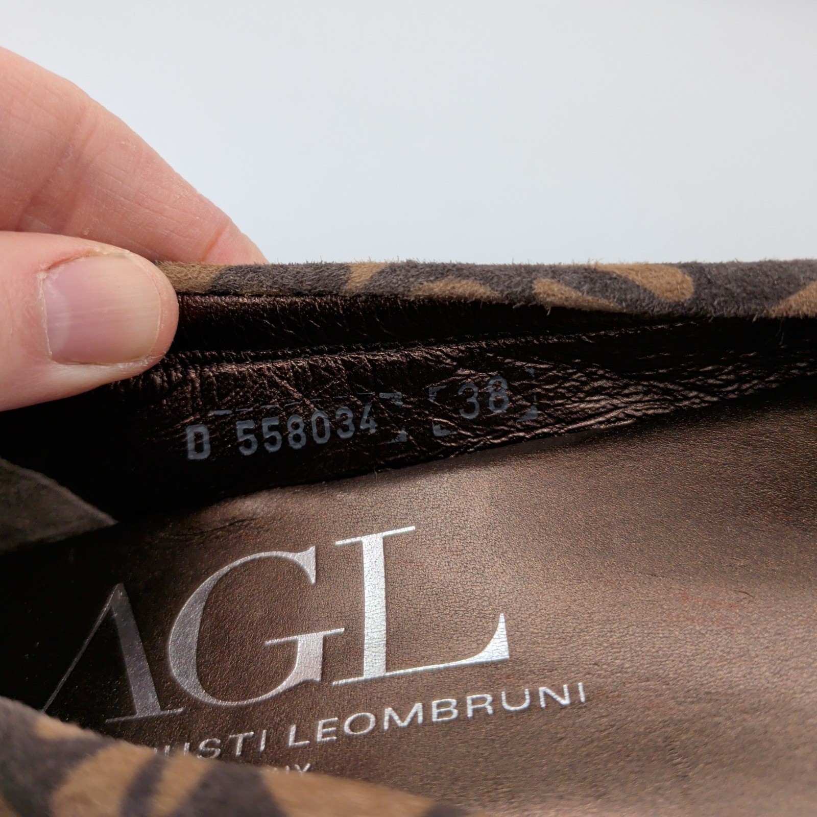 AGL Monica Ballet Flats Zebra Print Cap Toe Ballet Flats Brown Black 38 Womens 8