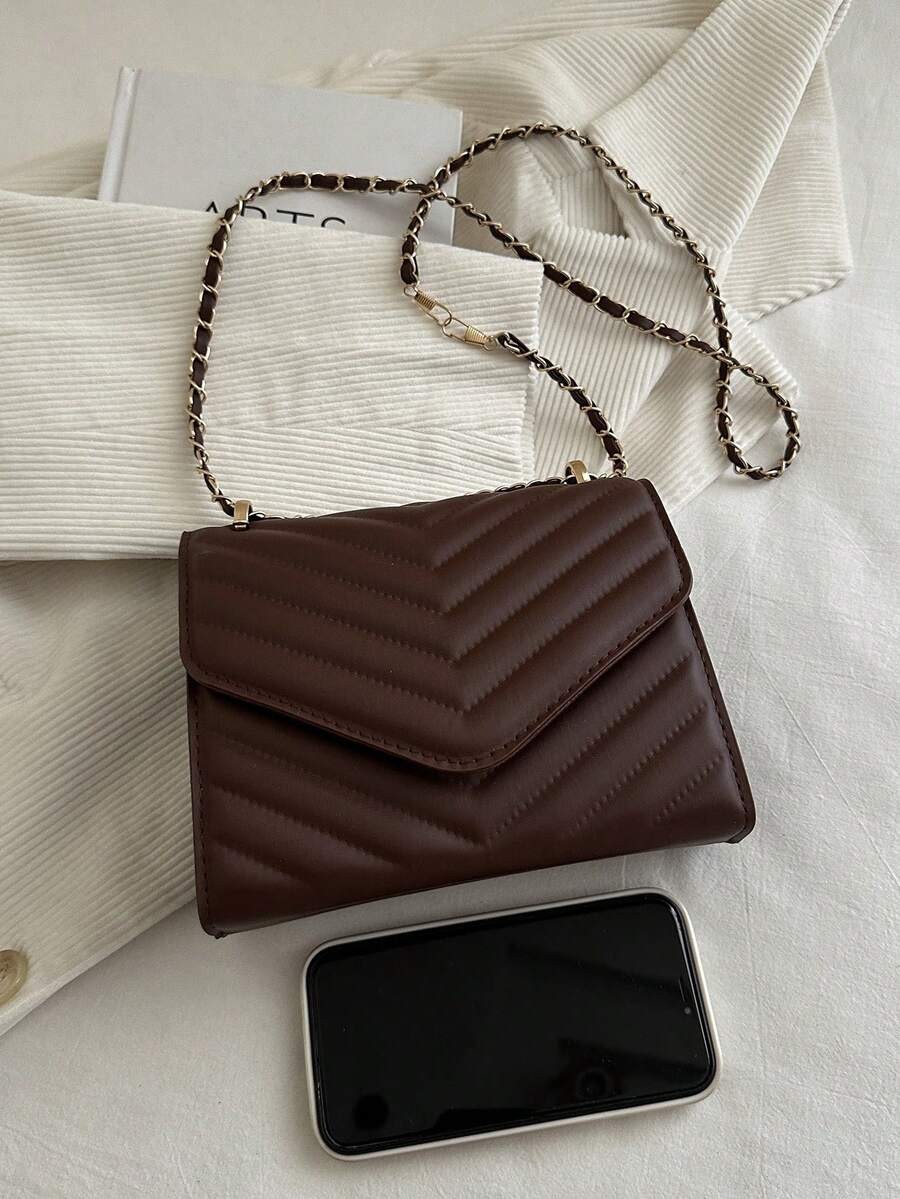 Mini Chevron Flap Square Bag Women Chain Crossbody Adjustable Shoulder Purse