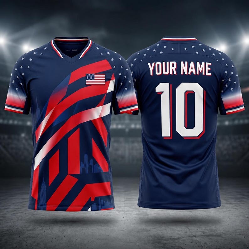 USA Soccer Jersey Stars Stripes Football Shirt American Sports Fan Team Apparel