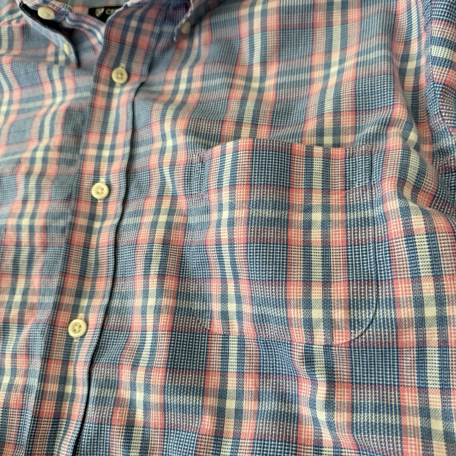 Cremieux Classics XL Long Sleeve Button Up Plaid Cotton Shirt Blue Pink White