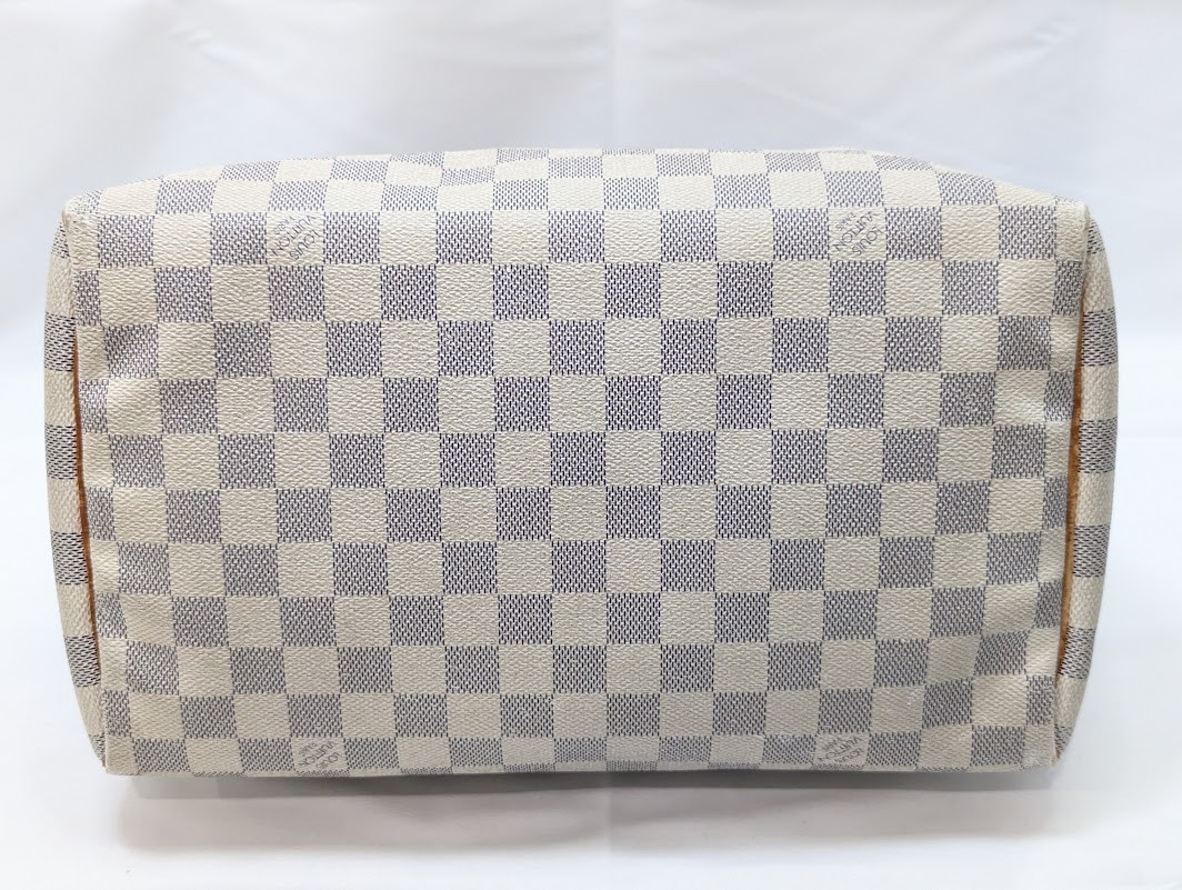 LOUIS VUITTON Damier Azur Speedy 30 White Hand Bag N41533 SP2048 Authentic LV