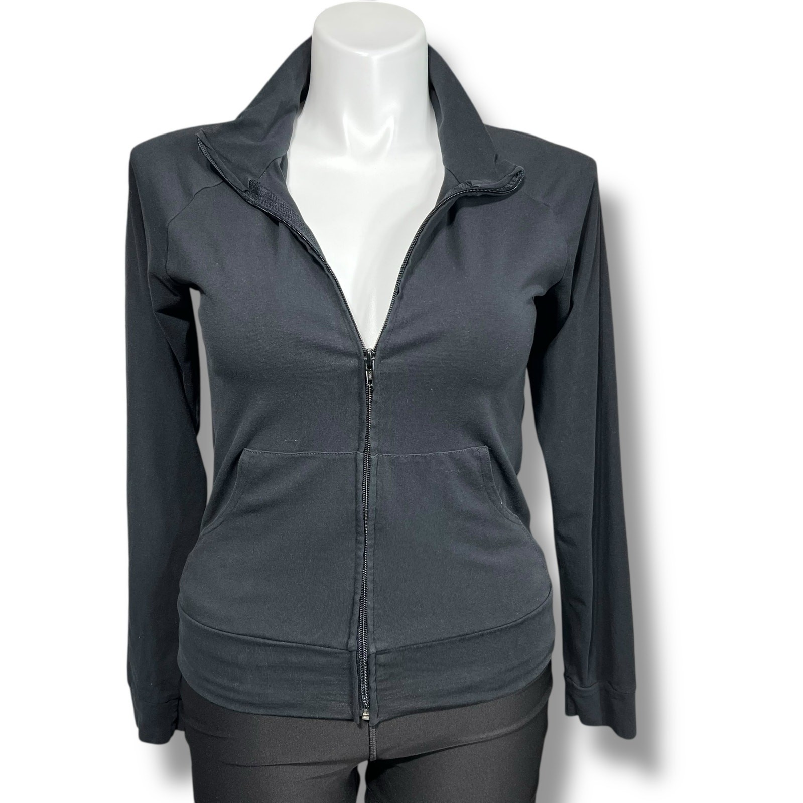 bella Womens Shirt Jacket Full Zip Lightweight High Collar Long Sleeve Black Lar