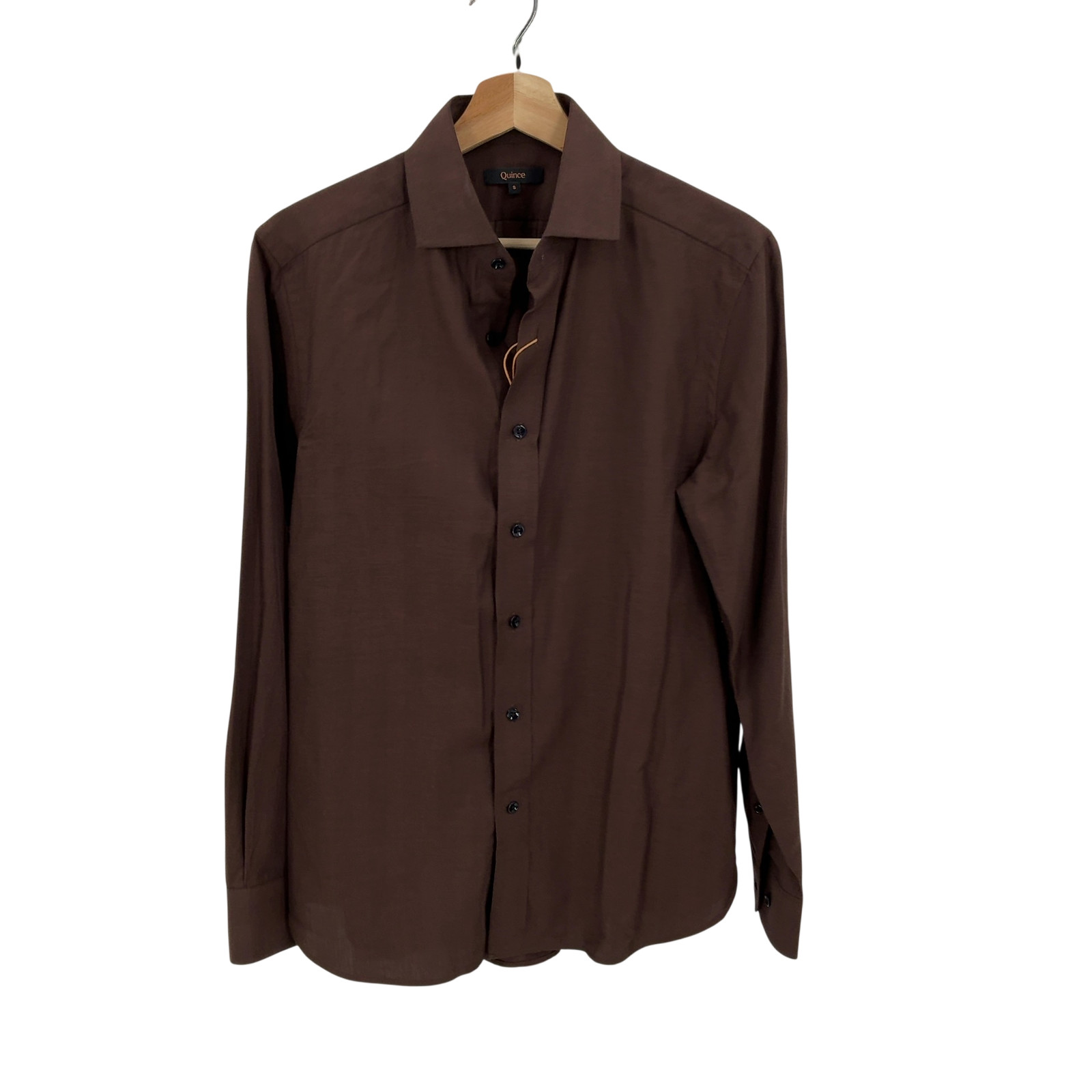 Quince WoiMen Organic Cotton Cashmere Dress Shirt Brown Sleeved Top S