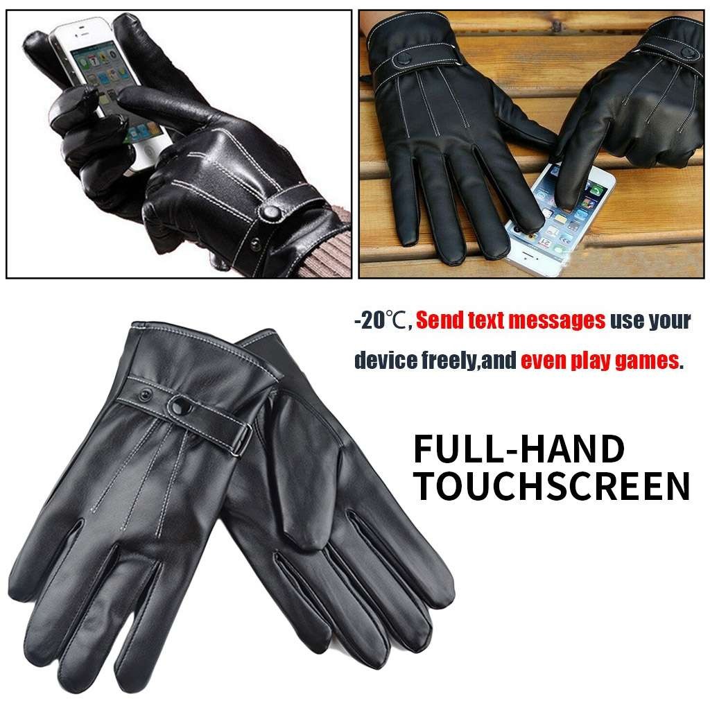 Driving Gloves Car Motorcycle Biker Leather Police Driver Fleece Lined Gloves