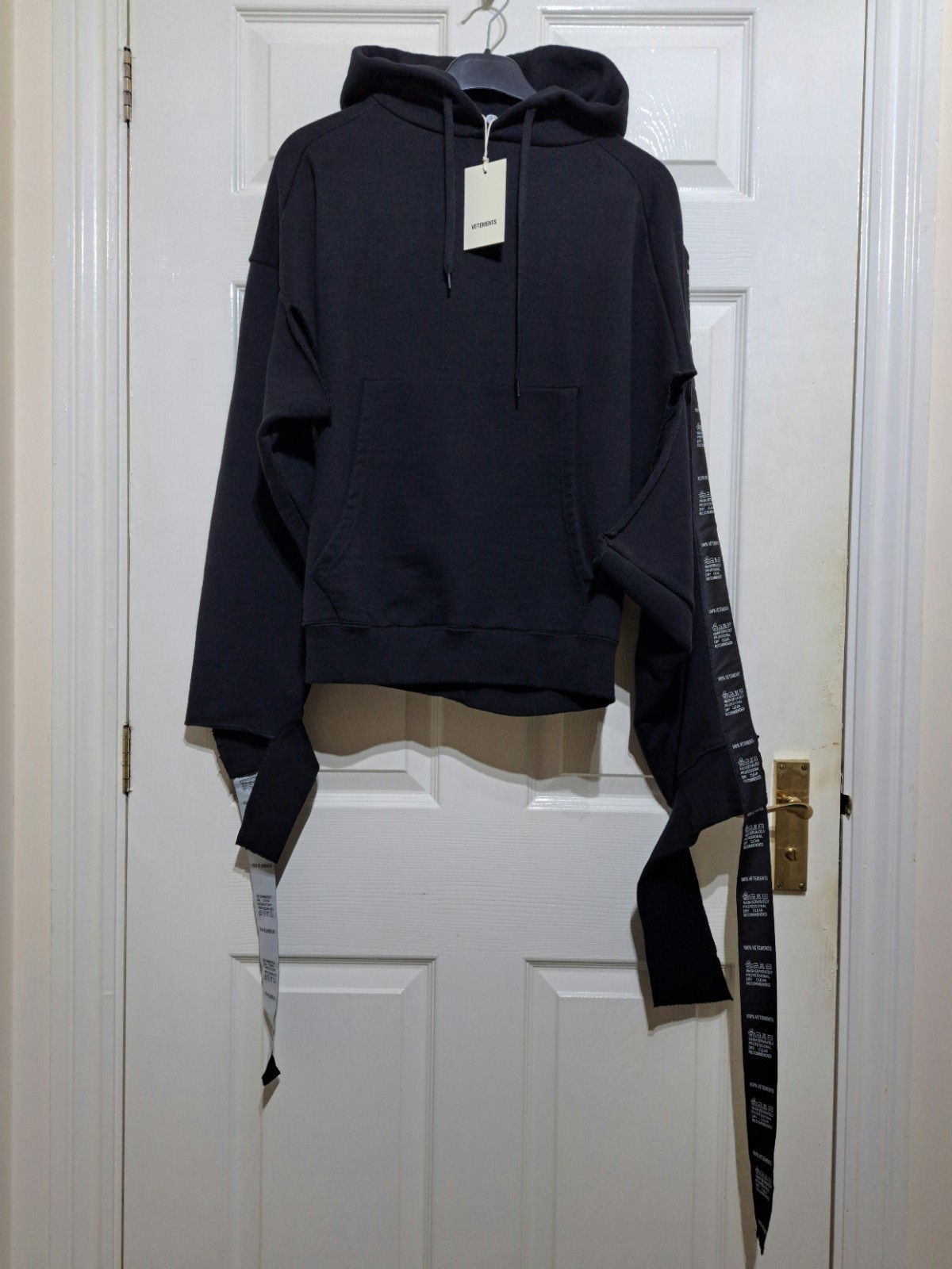 Vetements Authentic Tape Hoodie Black SS18 Women’s S Oversized Made In Portugal