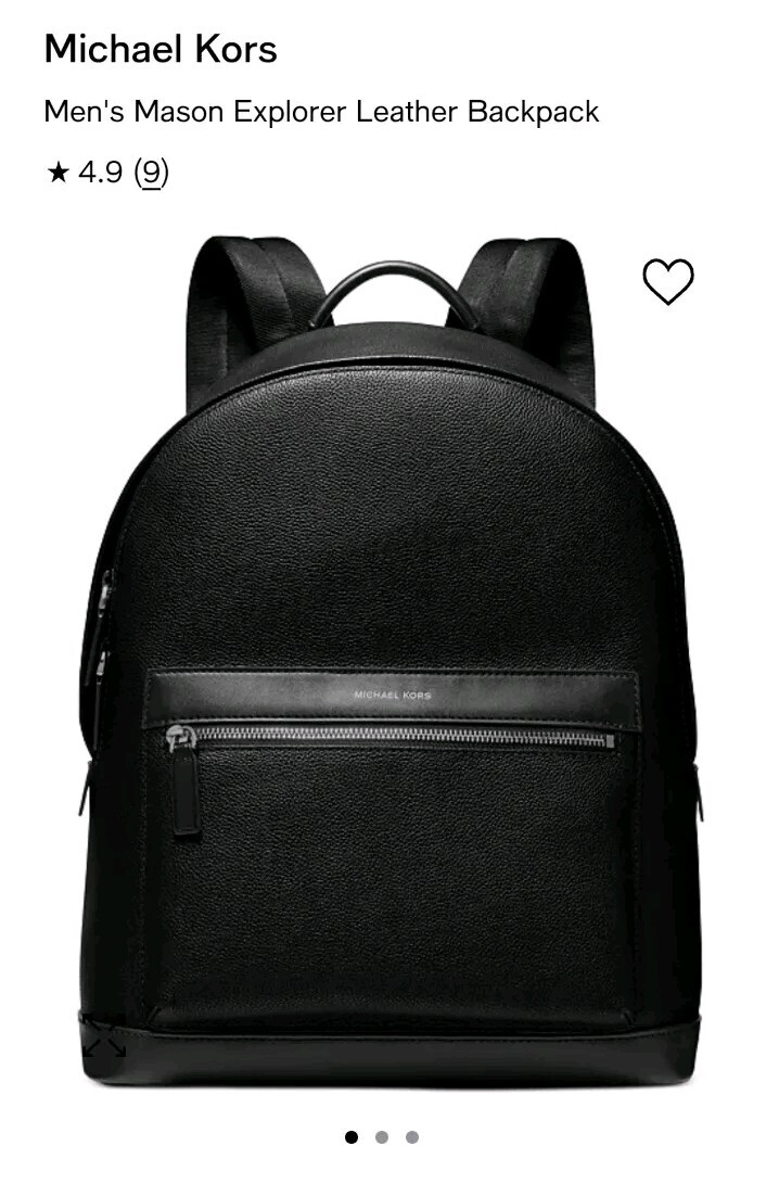 Michael Kors Mason Explorer Backpack Black Leather 12.75×16.13×7.25″ New