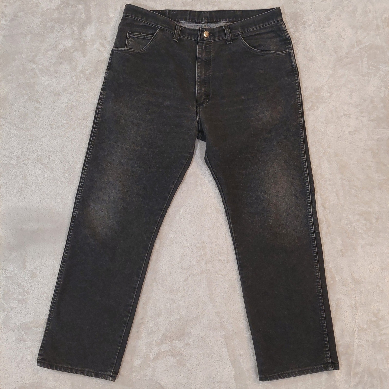 Vintage Wrangler Authentic Jeans Men’s 37×30 Charcoal Wash Straight Leg Denim