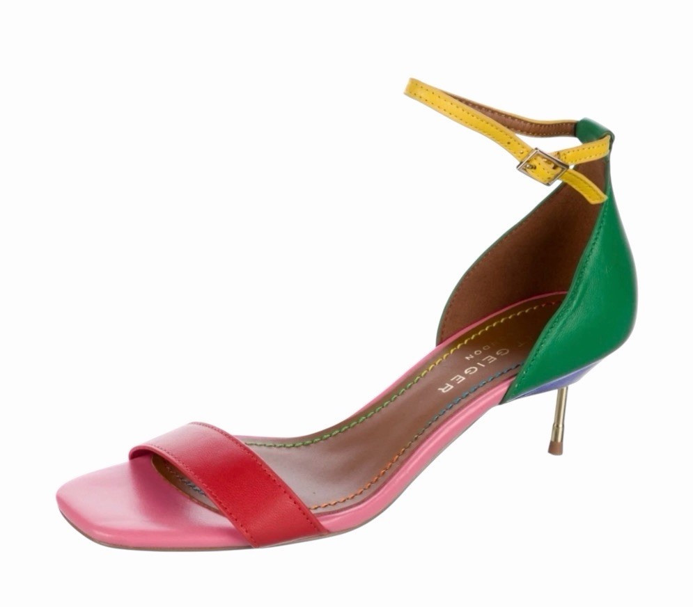 Kurt Geiger London Leather Multicolor Colorblock Strappy Open Toe Heels 36