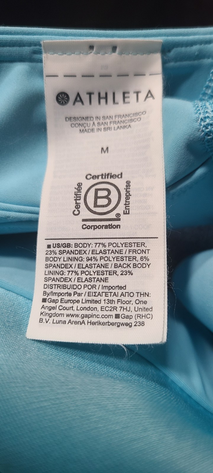 Athleta Flex Spacer Bra Aqua Blue Sz Medium D-DD Racer Back