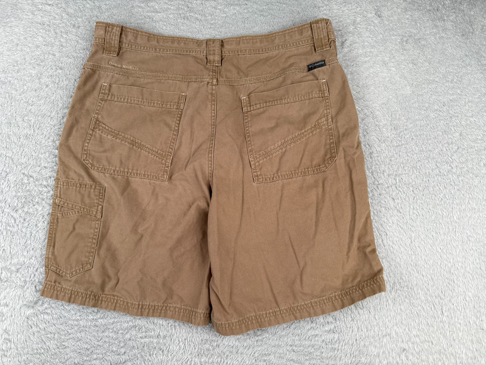 Columbia Shorts Men 36 Brown Cargo 100% Cotton Duck Fabric 9″ Hike Camp Fishing