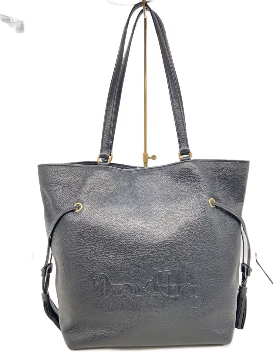 COACH Leather Tote Bag, Black, Plain, CA200, Andy Tote