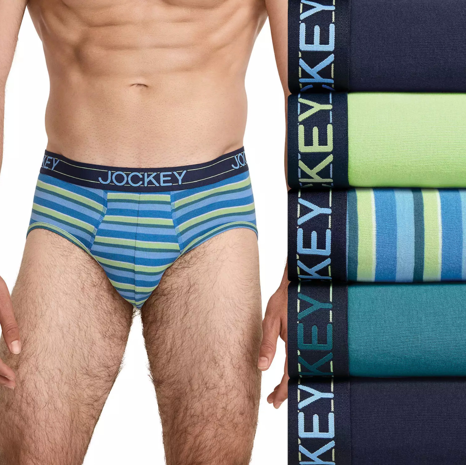 Men’s Jockey 5-Pack Cotton Blend Briefs (Multi Colors- Teal Slate) Underwear
