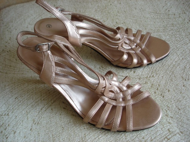 Ankle Strappy Open Toe Stilettos High Heel Sandals Bronza Sz 8,5/UK 6,5 /EUR 40