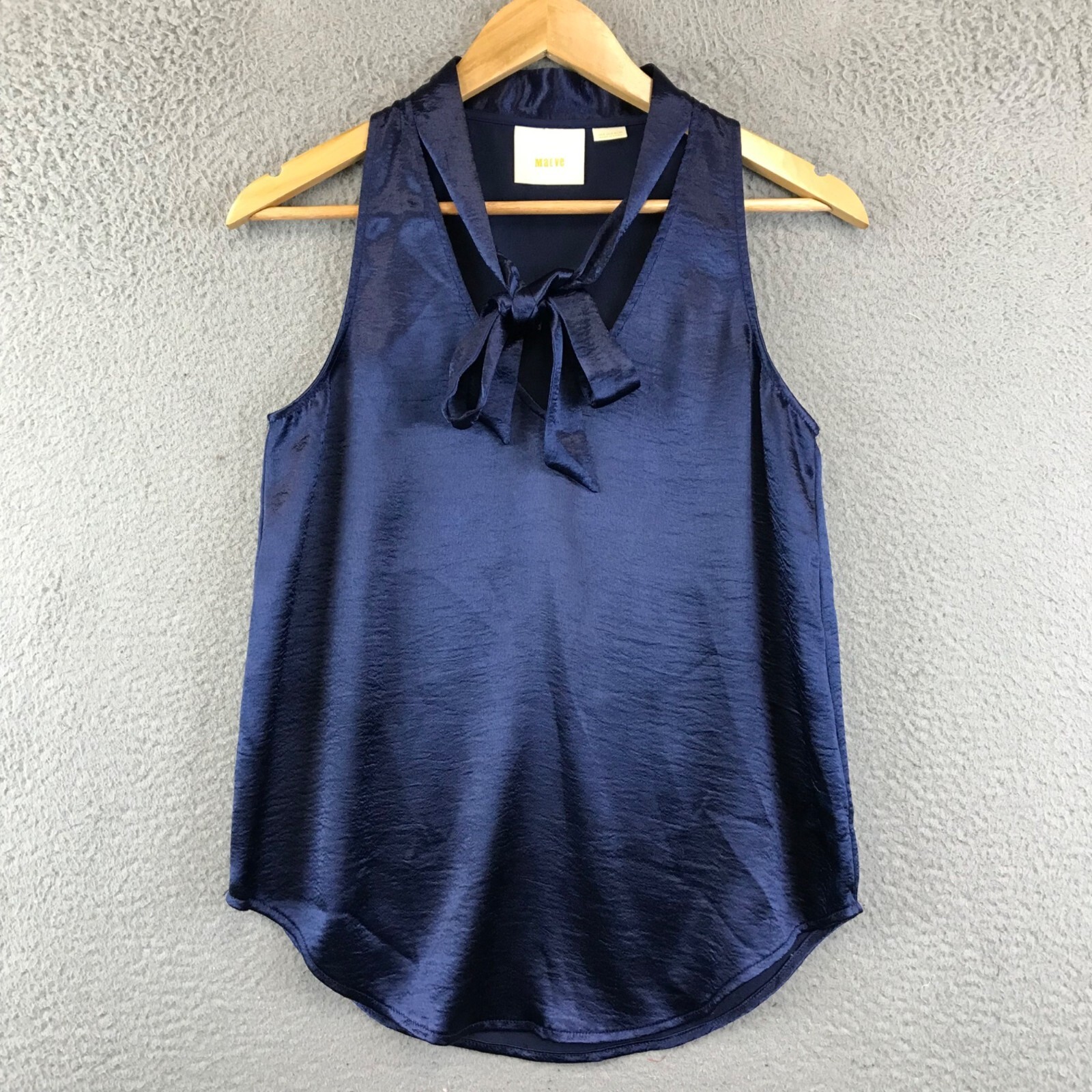 Maeve Womens Top size 2 Blue Satin Tie Neck Tank Blouse Office Work Anthropologi