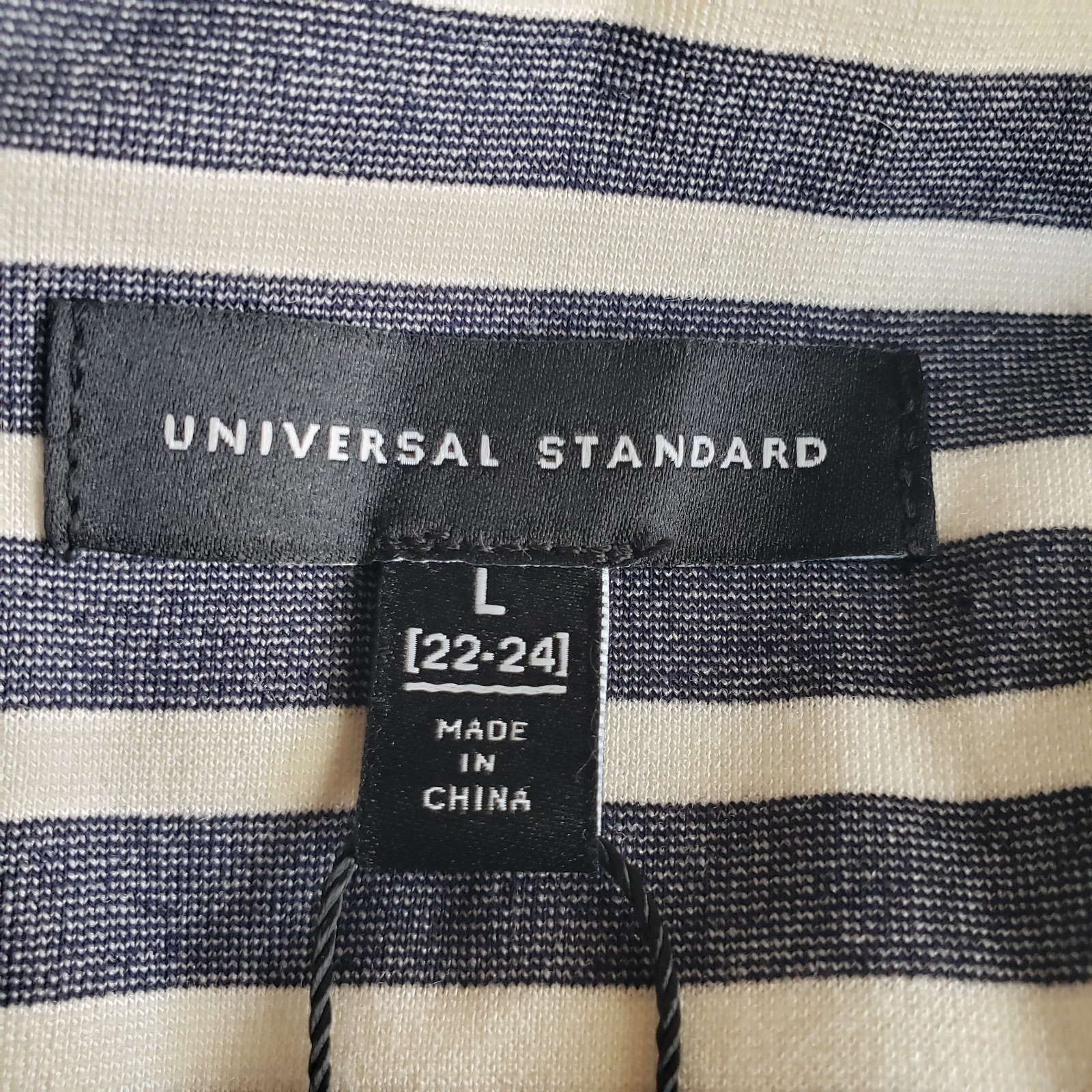 Universal Standard Dress 22/24 Envelope Neck Rayon Ponte Knit Navy White Stripe