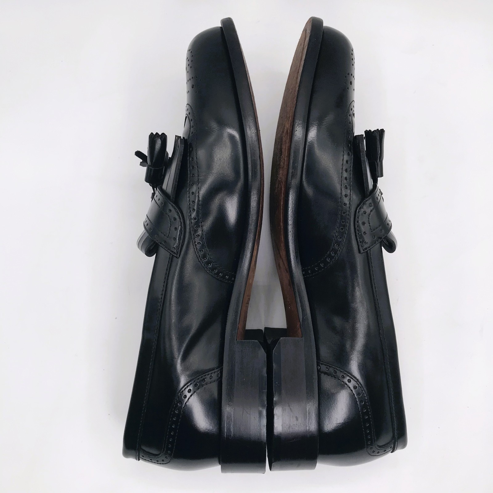 Bostonian Classics First Flex Black Leather Wingtip Tassel Loafers Mens Sz 8.5 M