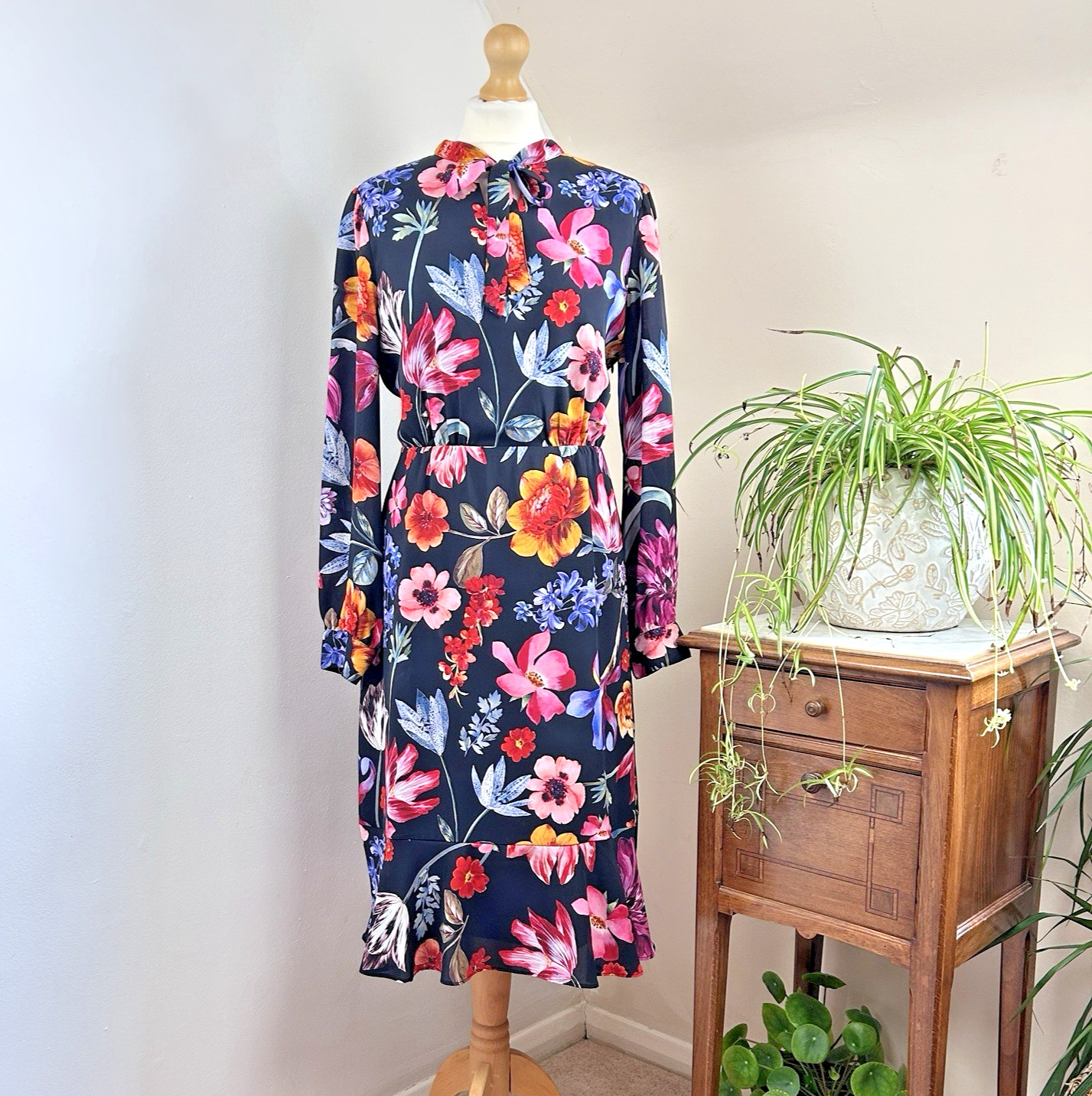 J. Crew Tea Dress Size 10 Multicoloured Floral Midi Length Wedding Races