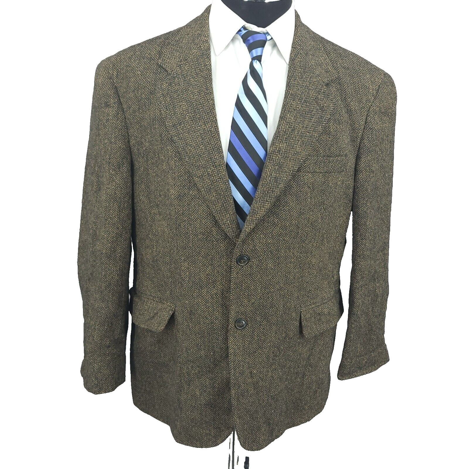 Deansgate Sports Coat Mens 42 Short Herringbone Lambswool Blazer Jacket 2 B Vtg