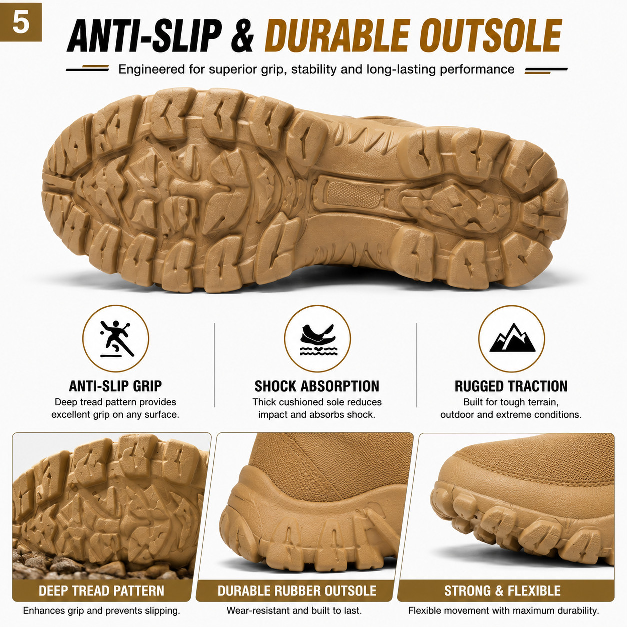 NORTIV8 Men’s Military Tactical Work Boots Side Zipper Hiking Combat Boots Shoes