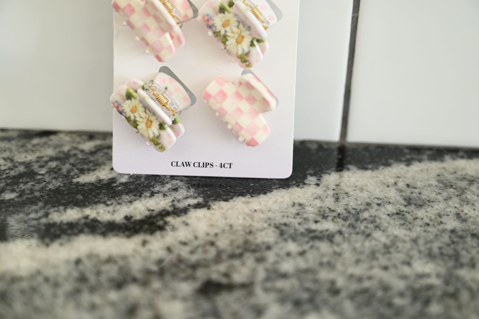 NEW Goody x MacKenzie Childs Mini Claw Clip Pink 4 Ct Whimsical Check